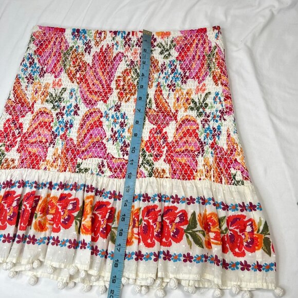 Farm Rio Spring Bananas Mini Skirt Smocked Stretch Floral Multicolor LARGE - Picture 12 of 16